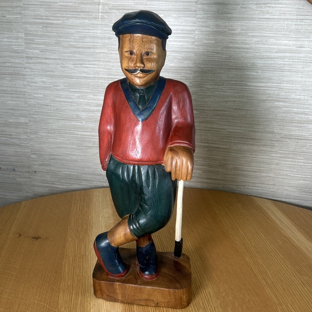 Vintage 20" Tall‎ Large Mid Century Gentleman Golfer Figure Statue With Club